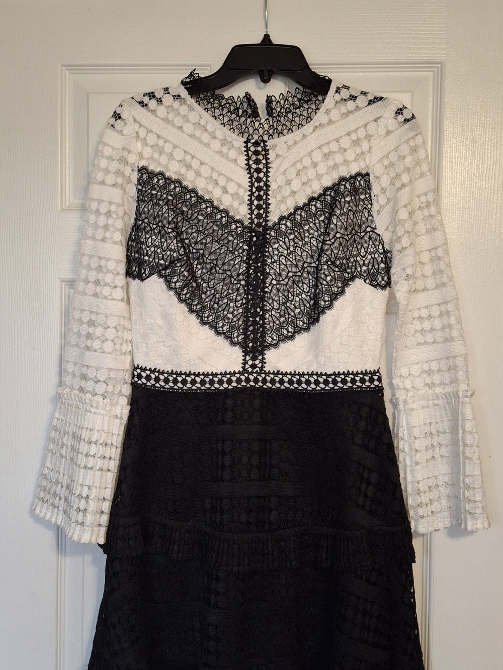 Gianni Bini Black and White Lace Midi Dress